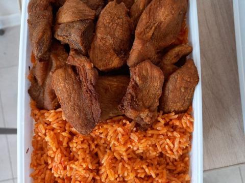 Jollof rice with turkey/beef