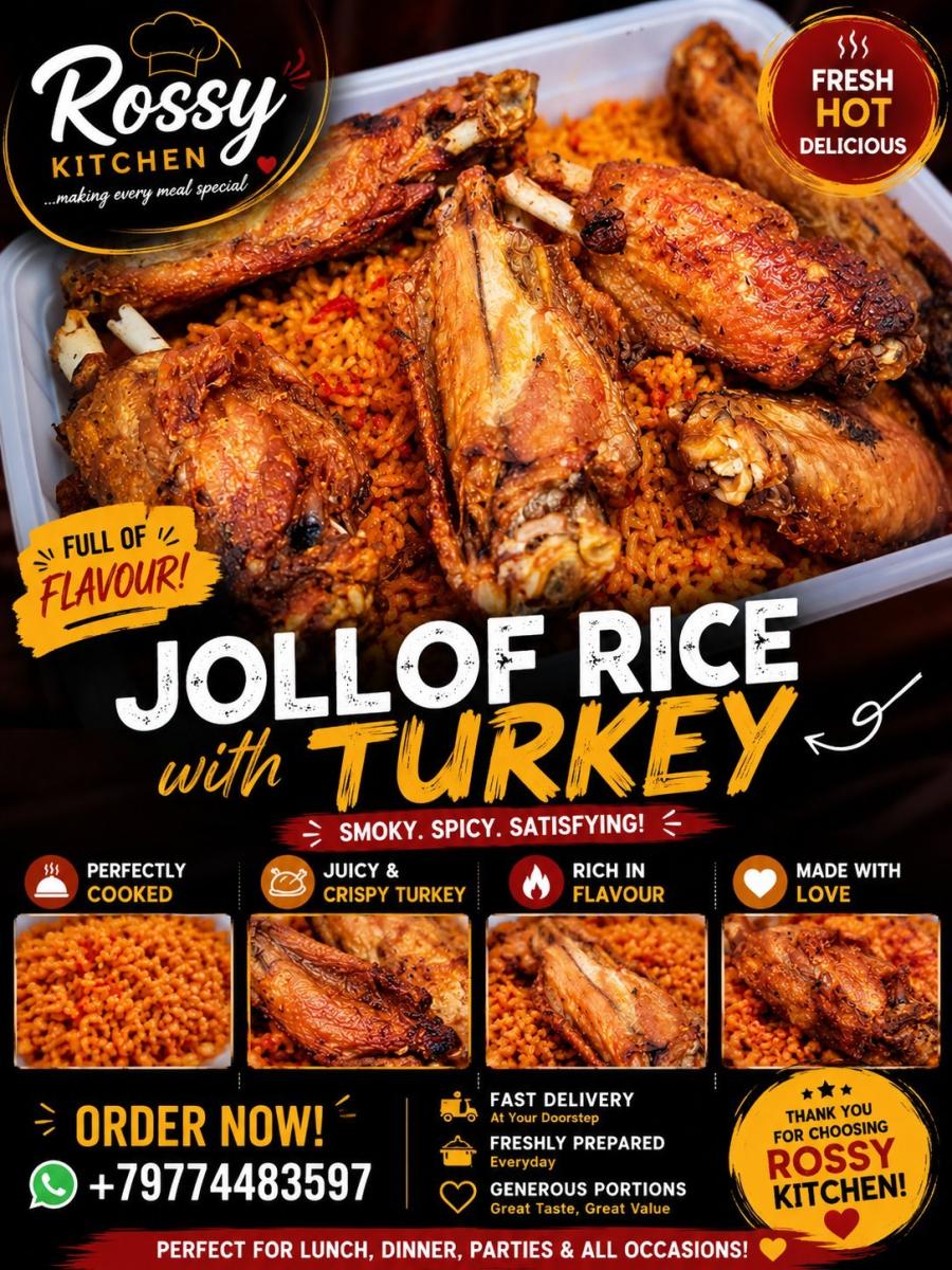 Jollof rice with turkey/beef