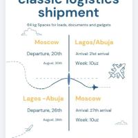 64 kg Spaces for loads ,documents and gadgets available from: Moscow to Lagos/Abuja Departure date: August 20th Arrival Date: August 21st  L