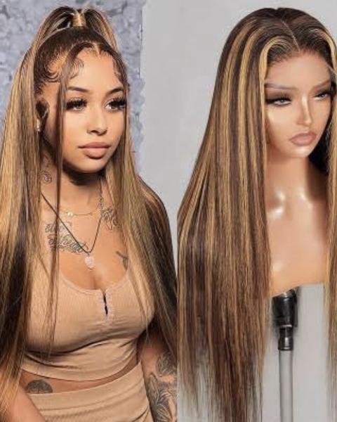 30-Inch Piano Highlight Chinese Bone Straight Wig.