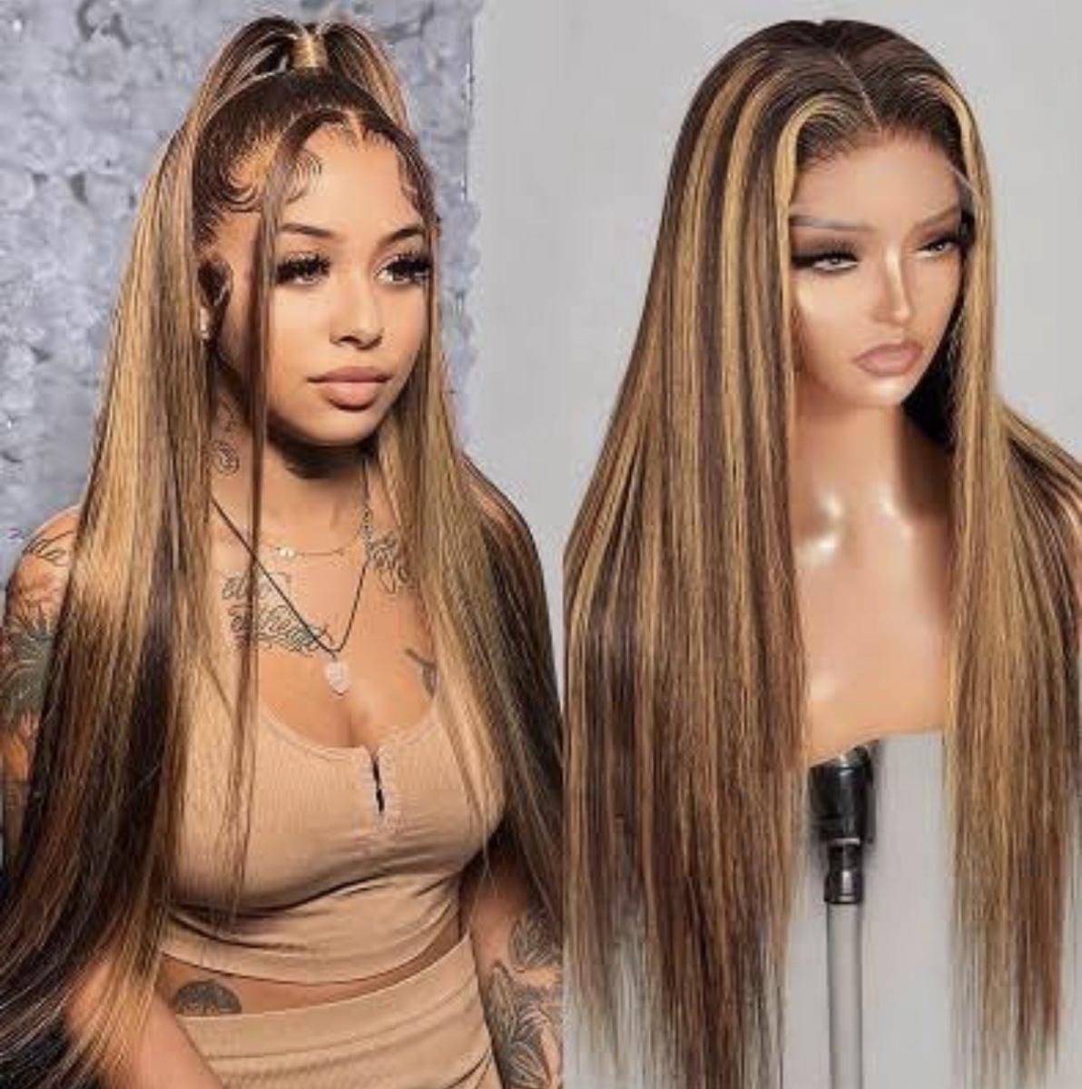 30-Inch Piano Highlight Chinese Bone Straight Wig.